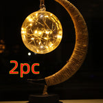 Led Lamp Stars Moon Night Light Rattan Ball Christmas