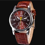 Women's Leather Watch, Student Quartz Watch, Casual 3-Eye Watch