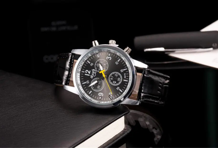 Women's Leather Watch, Student Quartz Watch, Casual 3-Eye Watch